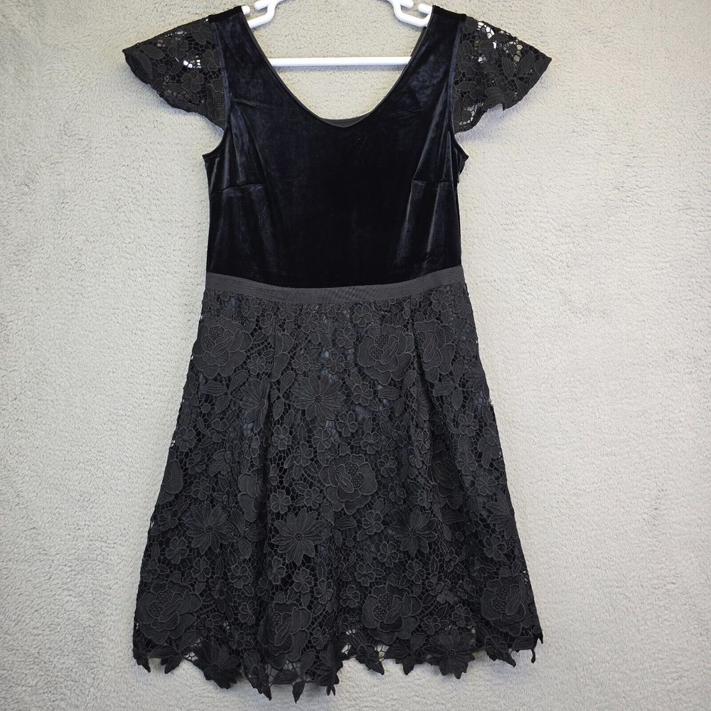 Isaac Mizrahi Live Dress Womens 10 Special Edition Floral Lace Whimsigoth Velour